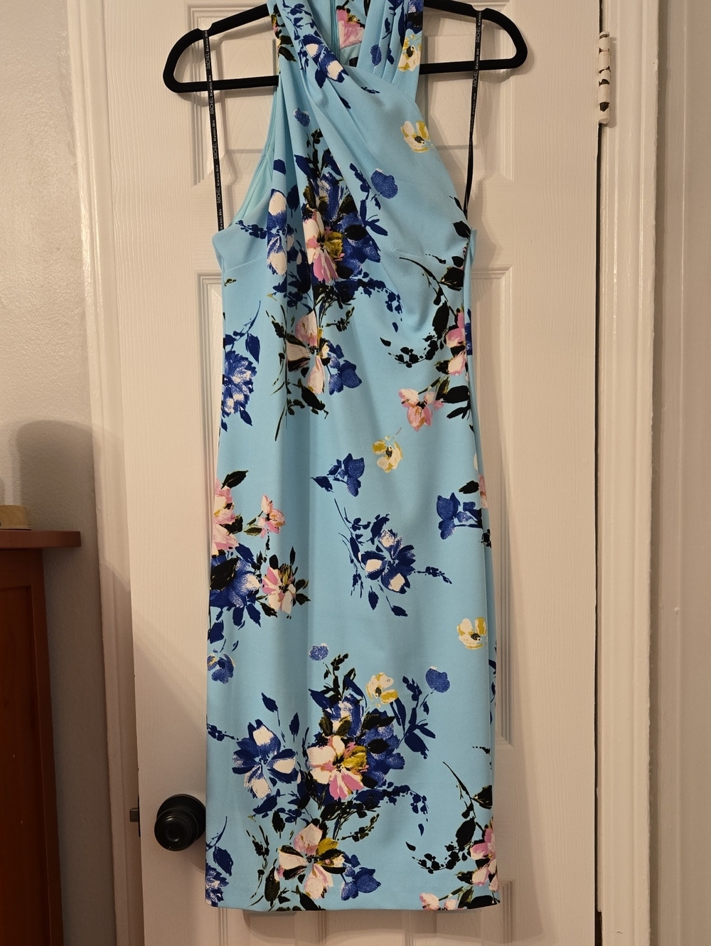 Light Blue Floral Halter Dress